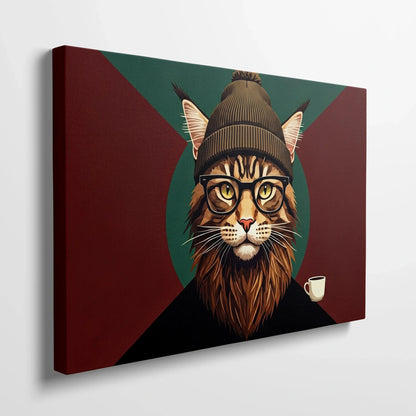Tablou Modern - Portret Geometric Al Unei Pisici Stilizate - vedere din lateral