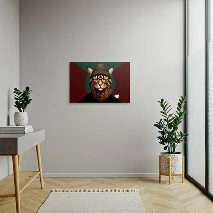 Tablou Modern - Portret Geometric Al Unei Pisici Stilizate - vedere hol
