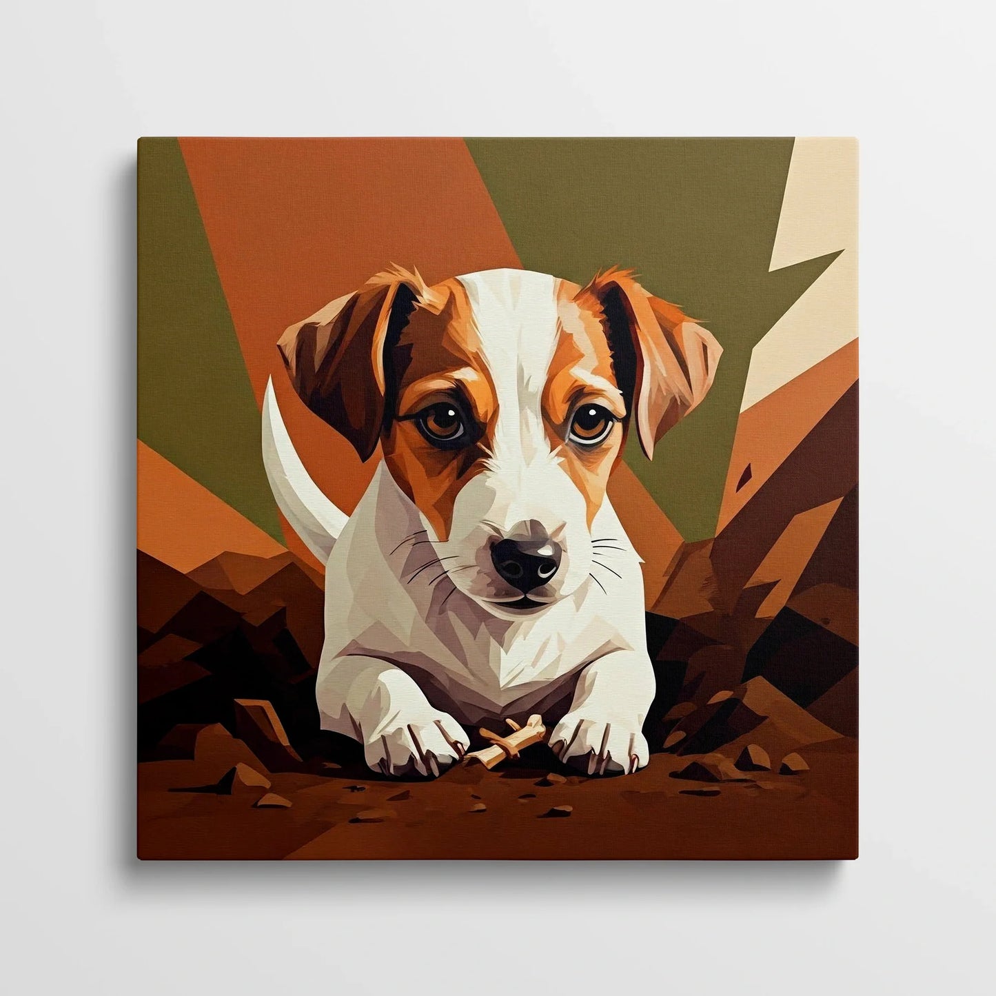 Tablou Modern - Portret Geometric de Câine Jucăuș - vedere din fata