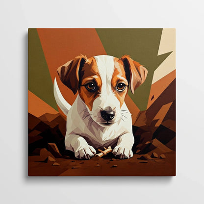 Tablou Modern - Portret Geometric de Câine Jucăuș - vedere din fata