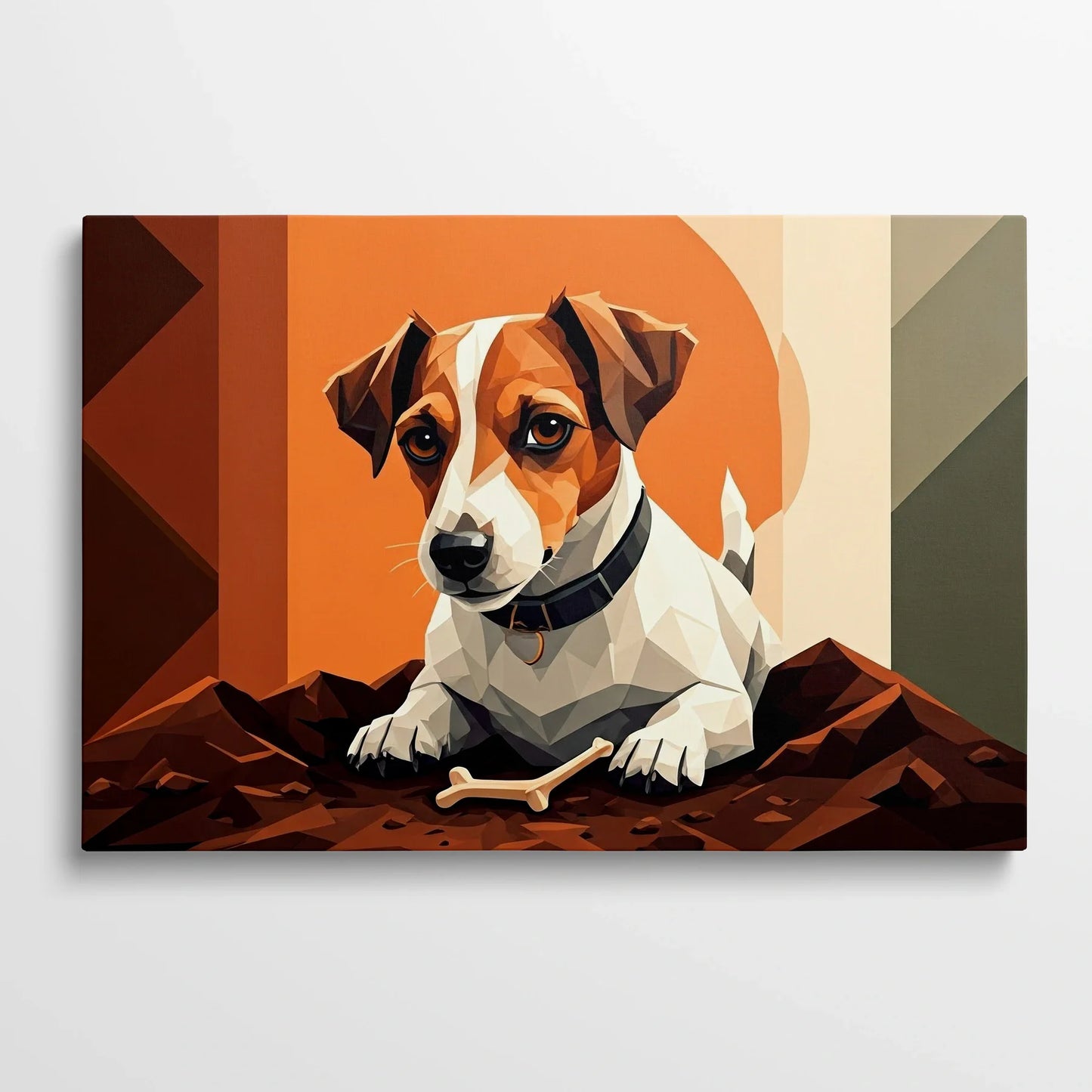 Tablou Modern - Portret Geometric Al Câinelui Jucăuș - vedere din fata