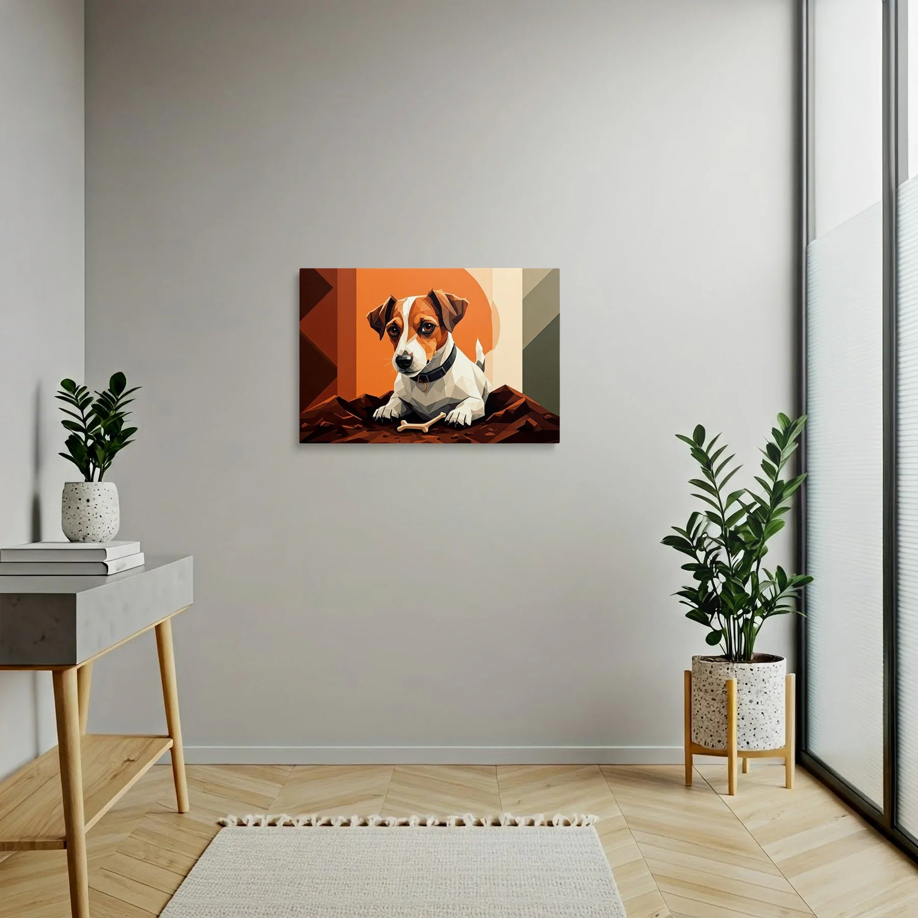 Tablou Modern - Portret Geometric Al Câinelui Jucăuș - vedere hol