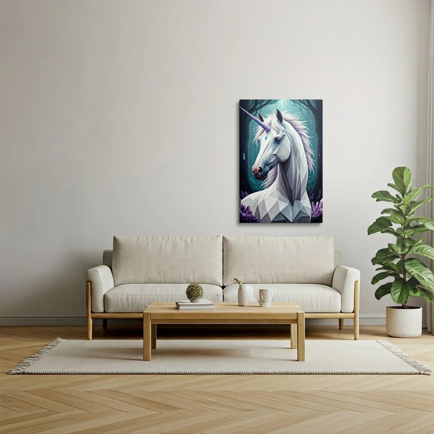 Tabloul Modern - Portret Geometric Al Unui Cal Fascinant - vedere living