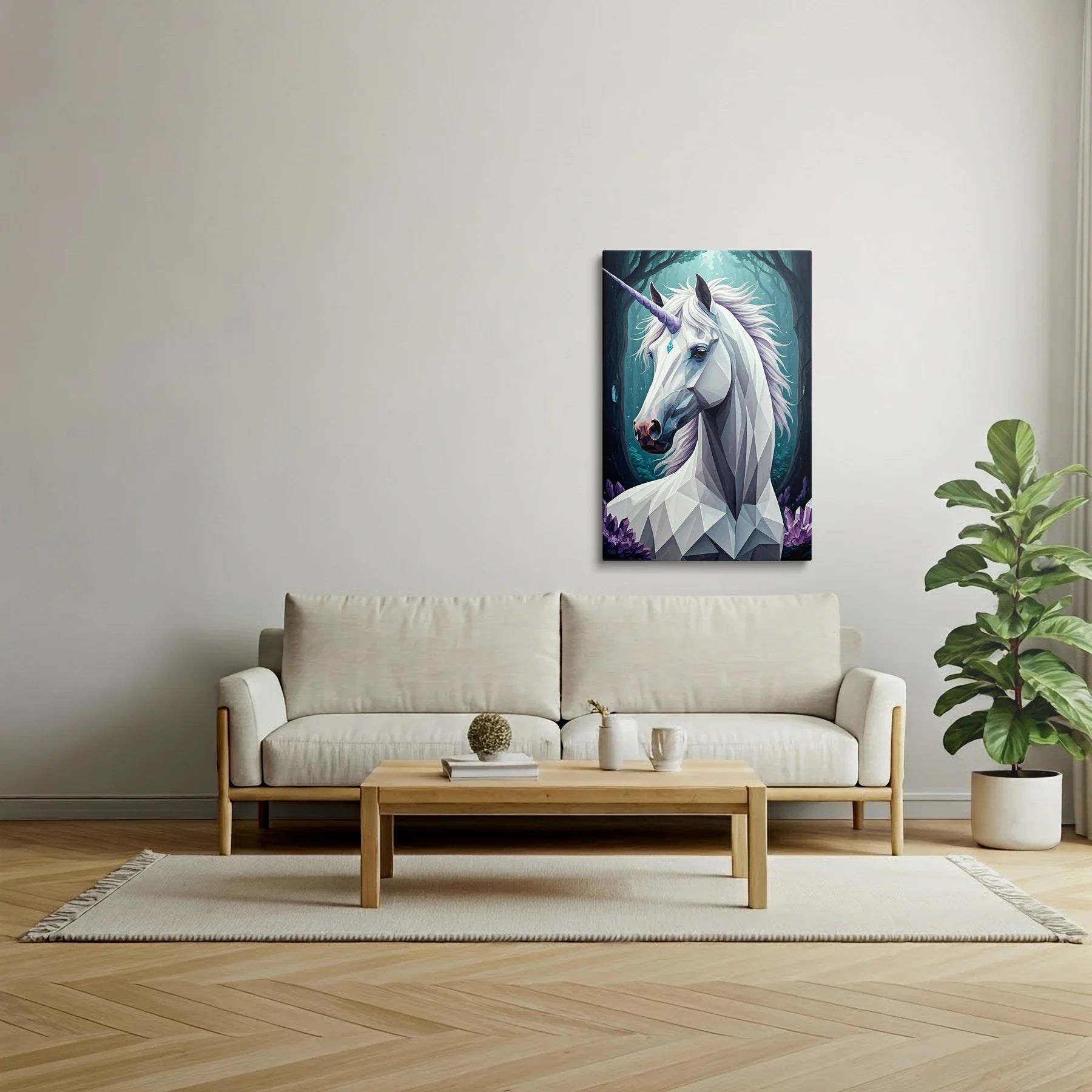 Tabloul Modern - Portret Geometric Al Unui Cal Fascinant - vedere living