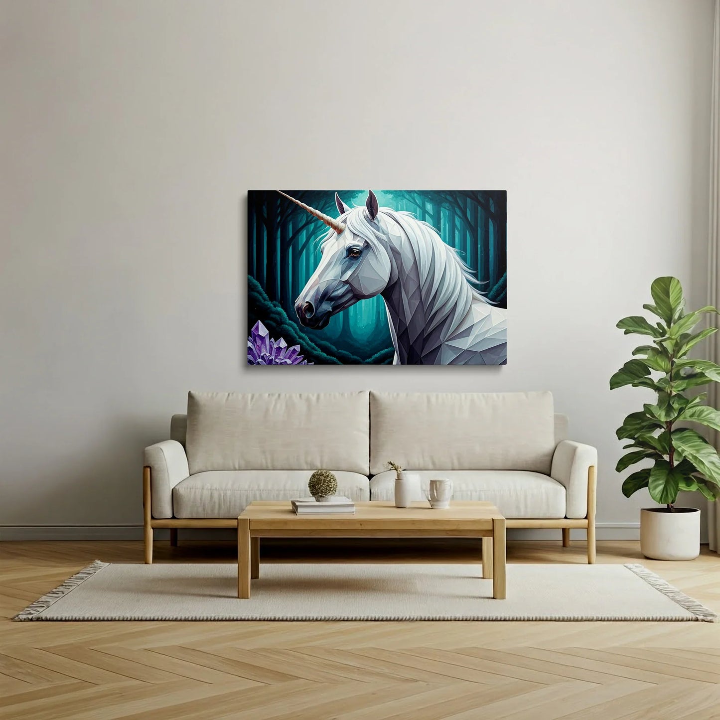 Tablou Modern - Portret Geometric de Cal Misterios - vedere living