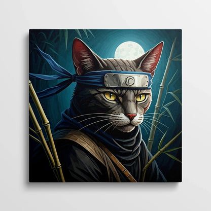 Tablou Modern - Portret Geometric de Pisică Ninja - vedere din fata