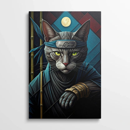 Tablou Modern - Portret Geometric Al Unei Pisici Ninja - vedere din fata