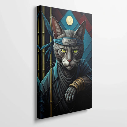 Tablou Modern - Portret Geometric Al Unei Pisici Ninja - vedere din lateral