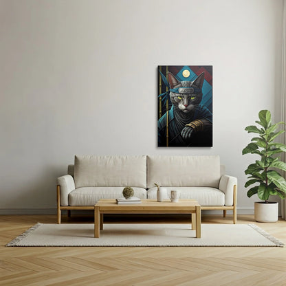 Tablou Modern - Portret Geometric Al Unei Pisici Ninja - vedere living