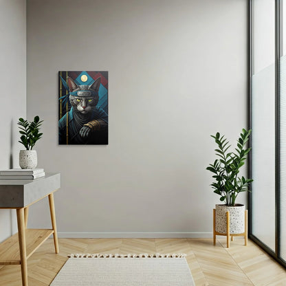 Tablou Modern - Portret Geometric Al Unei Pisici Ninja - vedere hol