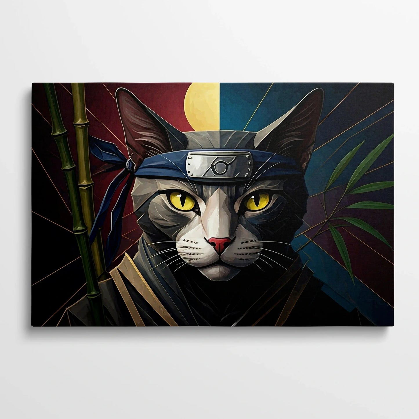 Tablou Modern - Portret Geometric Al Unei Pisici Ninja 2 - vedere din fata