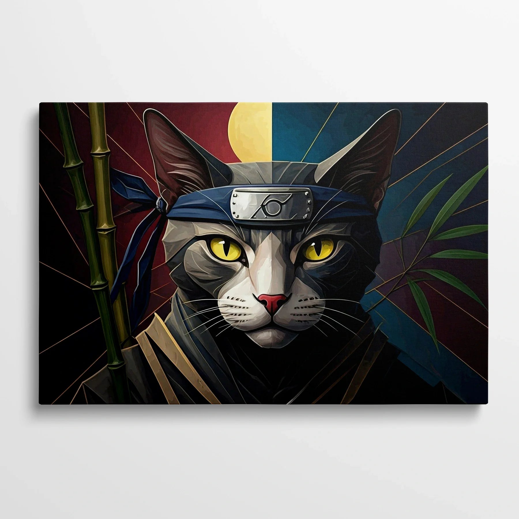 Tablou Modern - Portret Geometric Al Unei Pisici Ninja 2 - vedere din fata