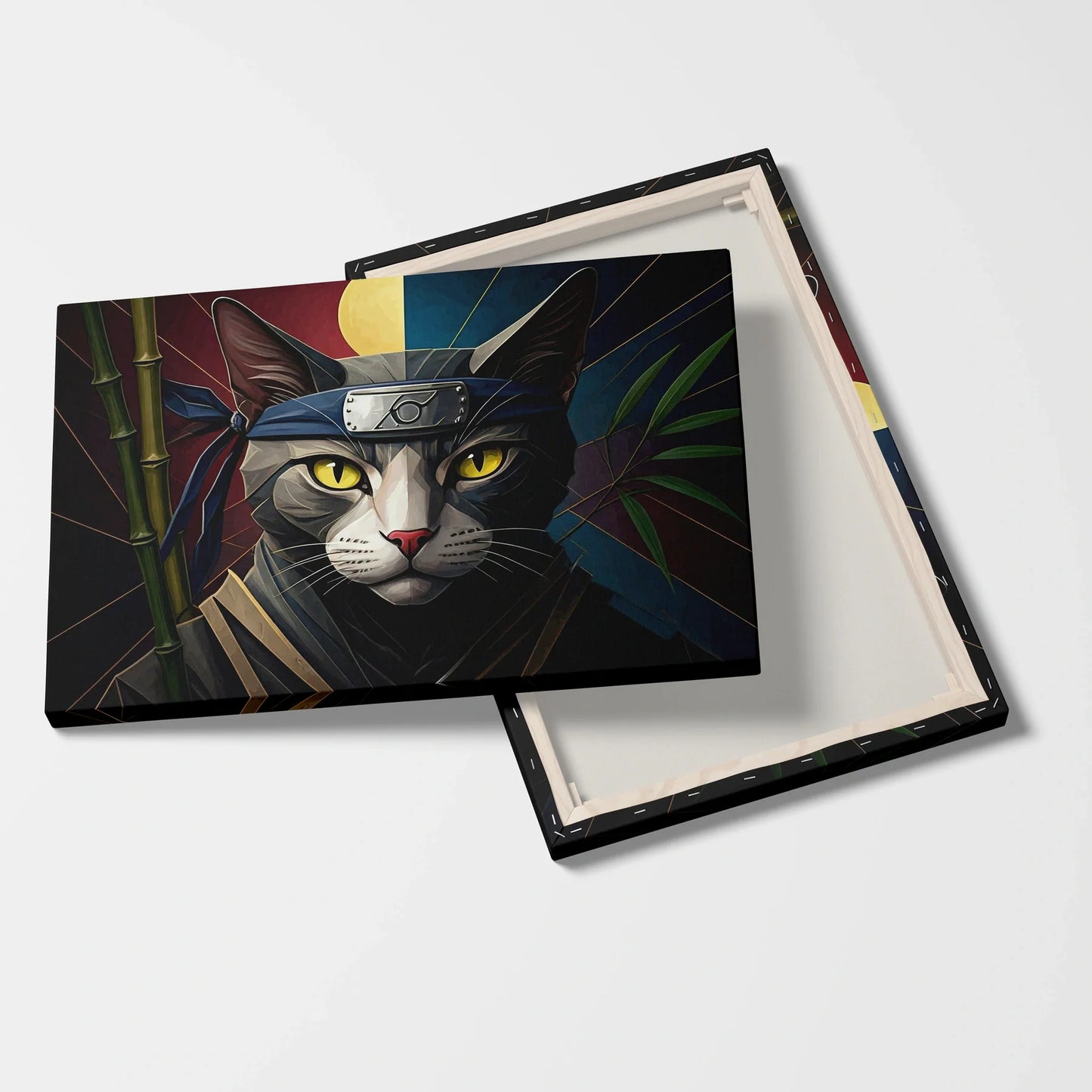 Tablou Modern - Portret Geometric Al Unei Pisici Ninja 2 - vedere fata verso