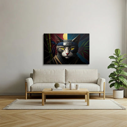 Tablou Modern - Portret Geometric Al Unei Pisici Ninja 2 - vedere living