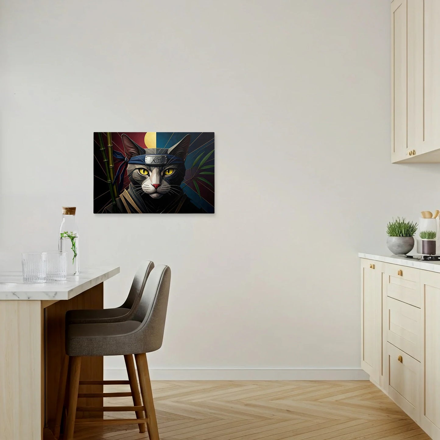 Tablou Modern - Portret Geometric Al Unei Pisici Ninja 2 - vedere bucatarie