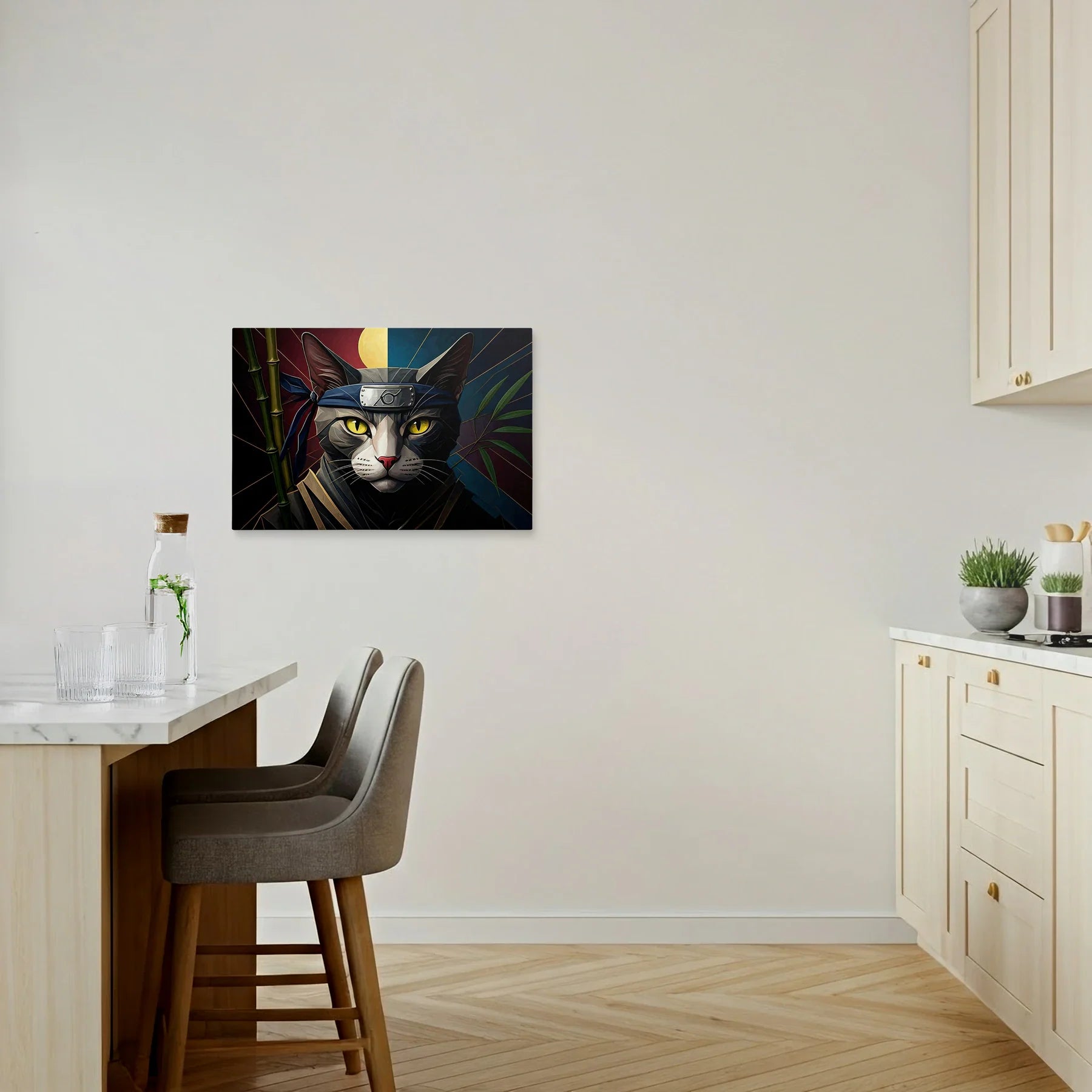 Tablou Modern - Portret Geometric Al Unei Pisici Ninja 2 - vedere bucatarie