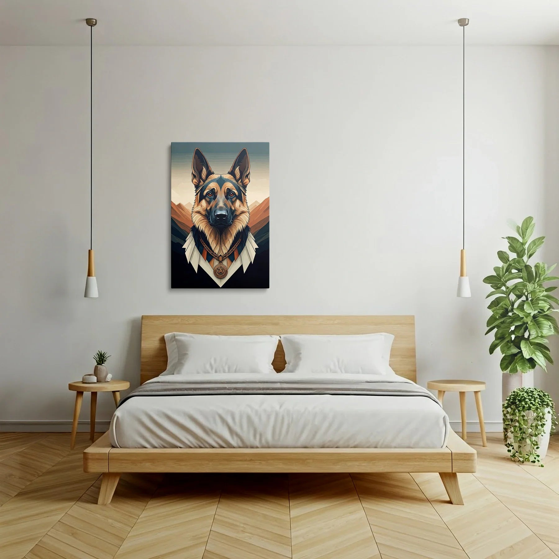 Tablou Modern - Portret Geometric Al Câinelui 3 - vedere dormitor
