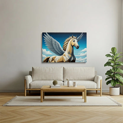 Tablou Modern - Portret Geometric Al Unui Cal cu Aripi 2 - vedere living