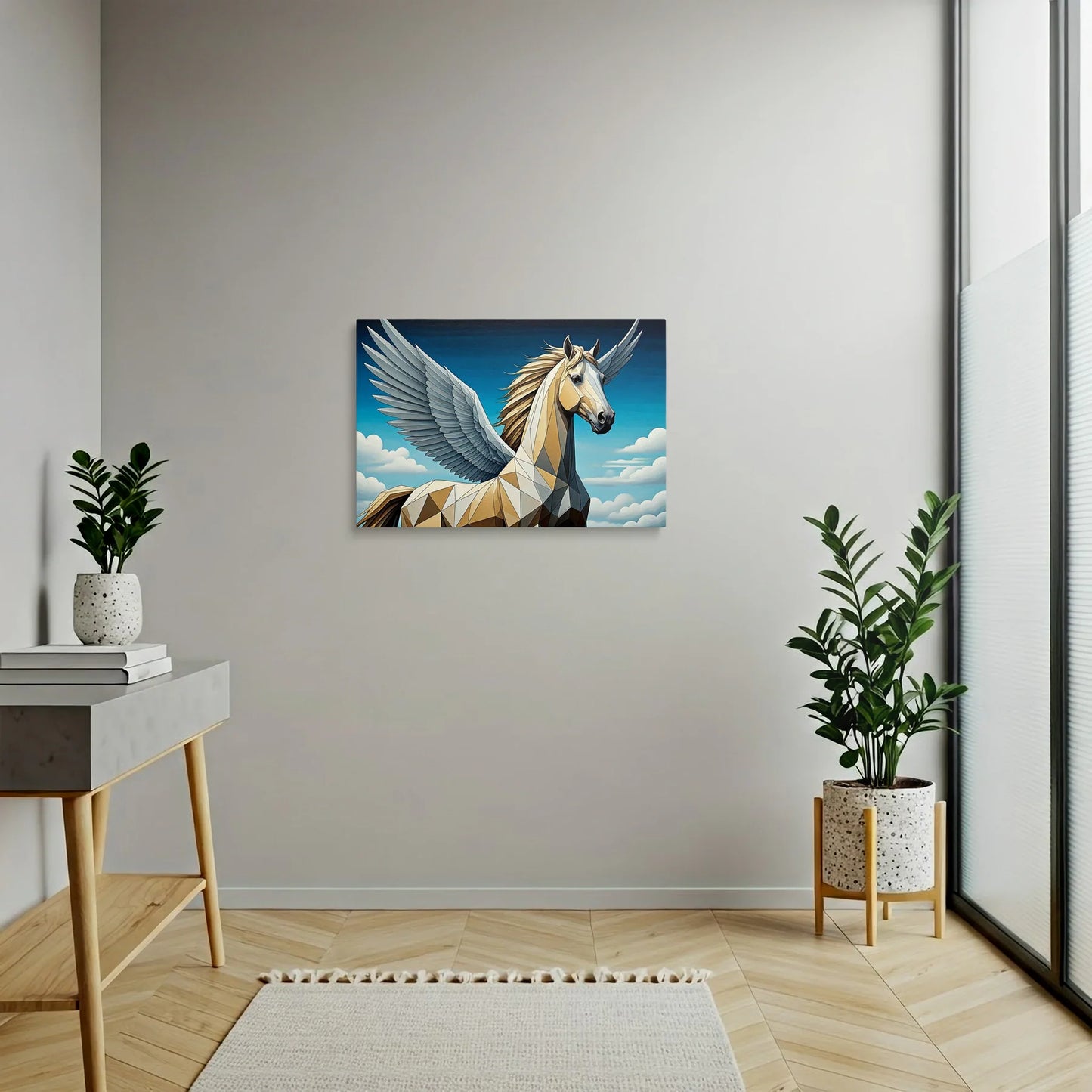 Tablou Modern - Portret Geometric Al Unui Cal cu Aripi 2 - vedere hol