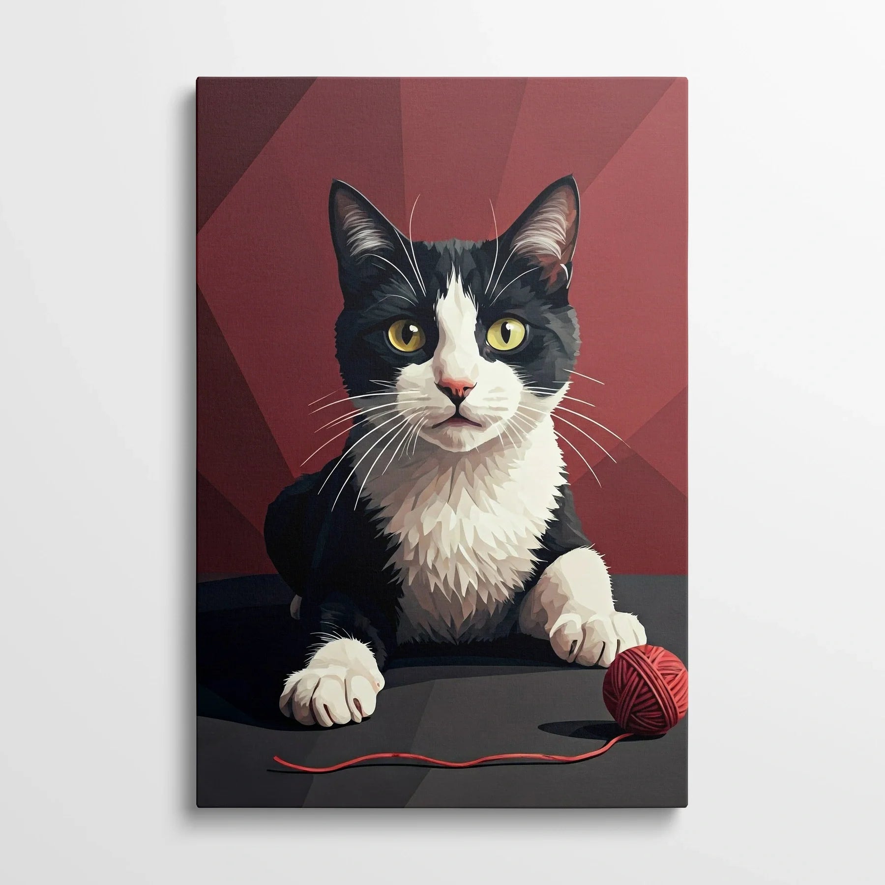 Tablou Modern - Portret Geometric de Pisică Plin de Culoare - vedere din fata