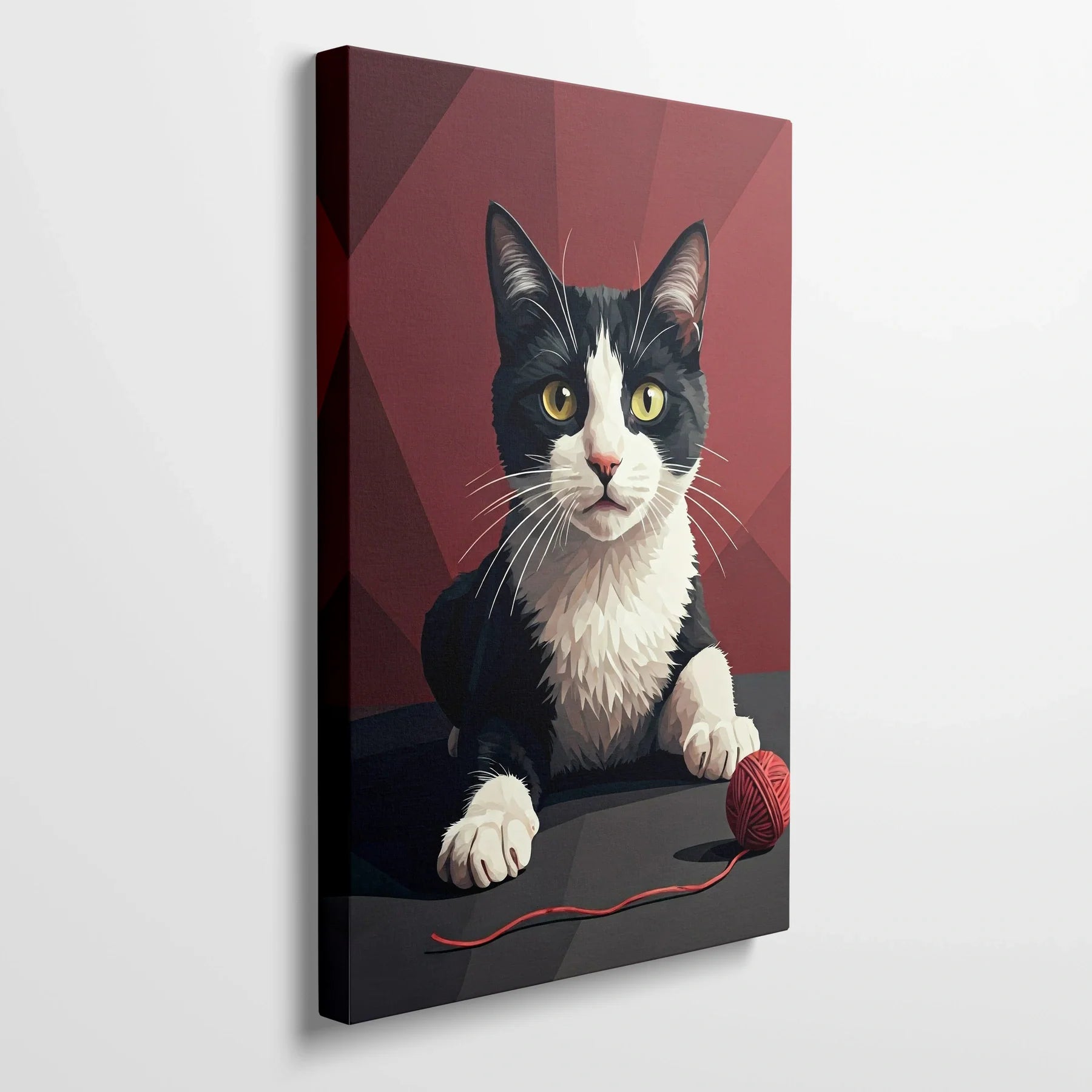 Tablou Modern - Portret Geometric de Pisică Plin de Culoare - vedere din lateral