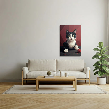 Tablou Modern - Portret Geometric de Pisică Plin de Culoare - vedere living