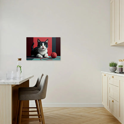 Tablou Modern - Portret Geometric Al Unei Pisici Jucăușe - vedere bucatarie
