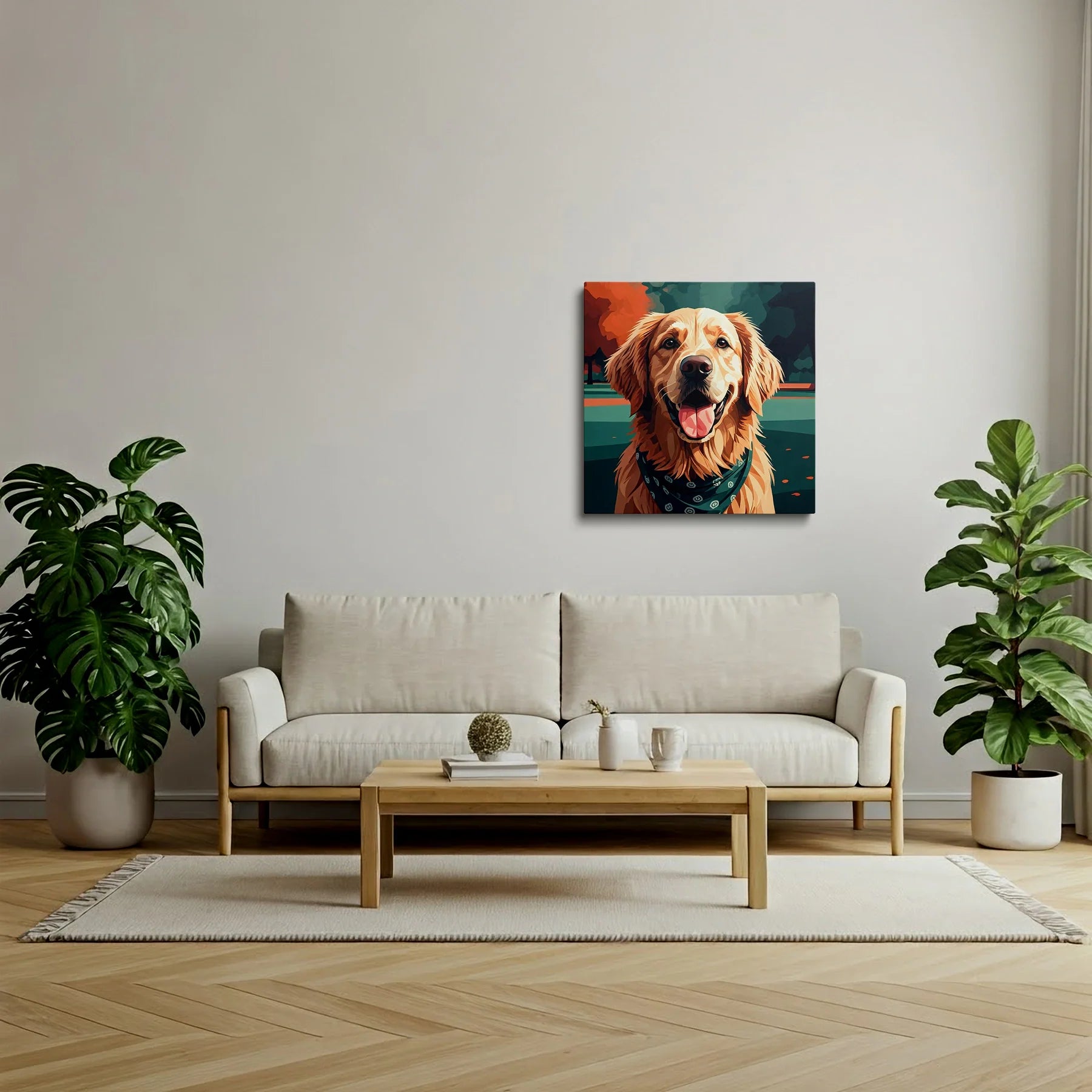 Tablou Modern - Portret Geometric Al Câinelui 4 - vedere living