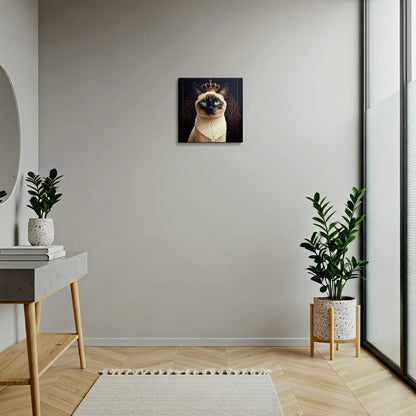 Tablou Modern - Portret Geometric de Pisică cu Coroană - vedere hol