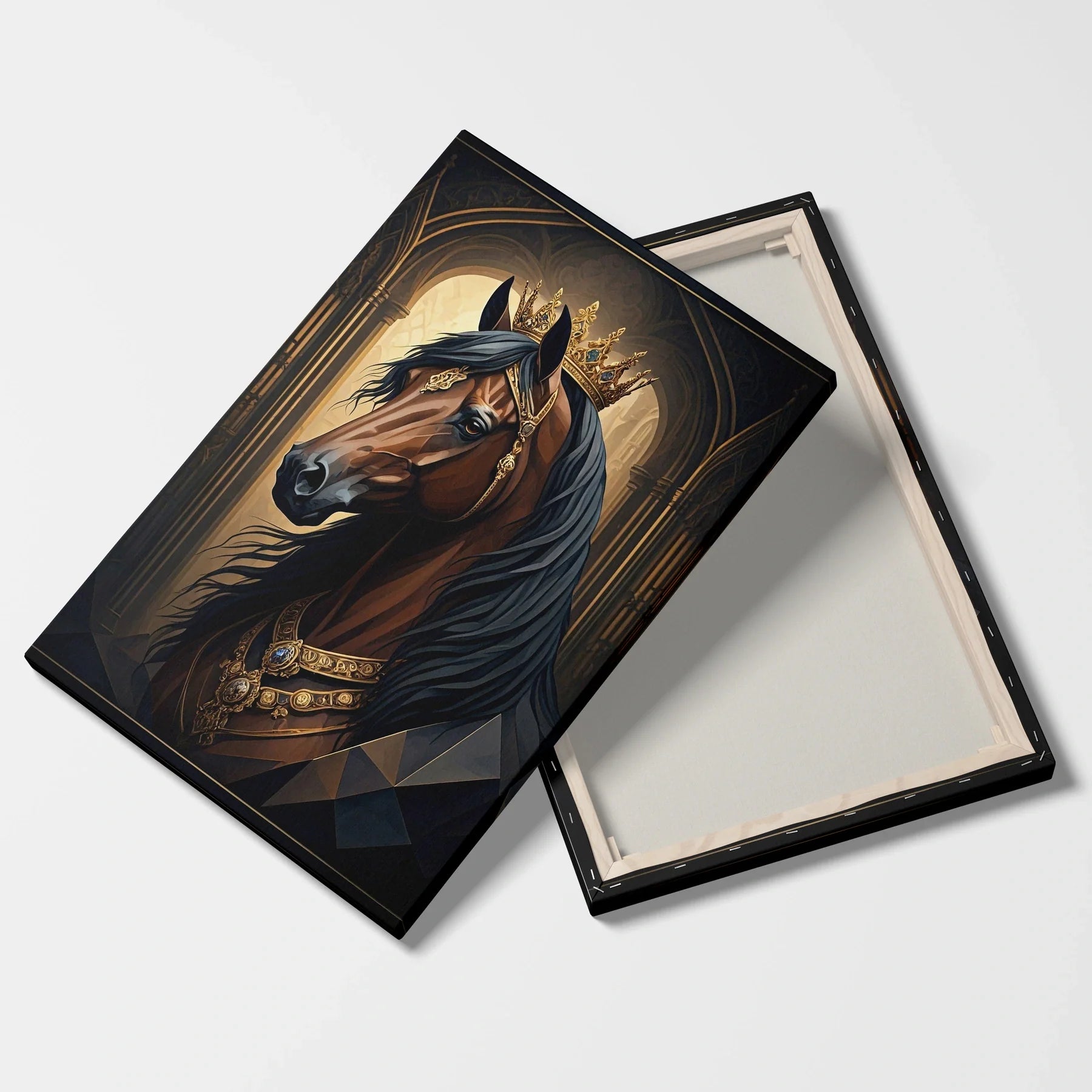 Tablou Modern - Portret Ecvestru Regal în Stil Cubist - vedere fata verso
