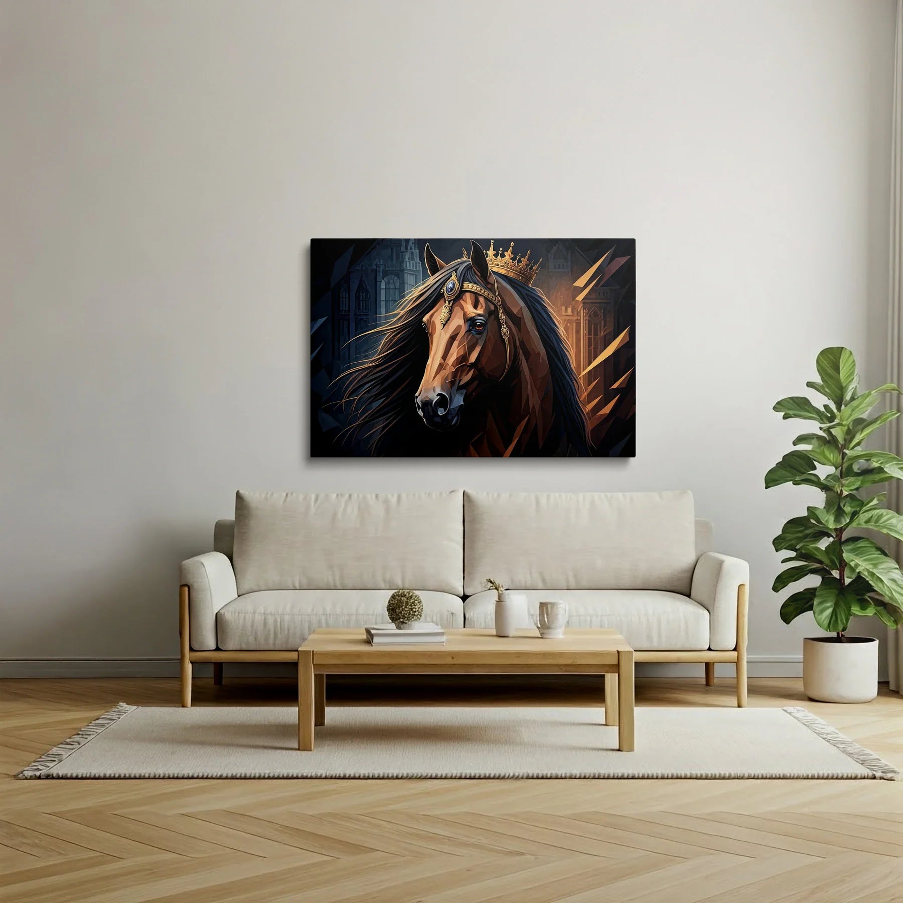 Tablou Modern - Portret Geometric Al Unui Cal Regal 2 - vedere living