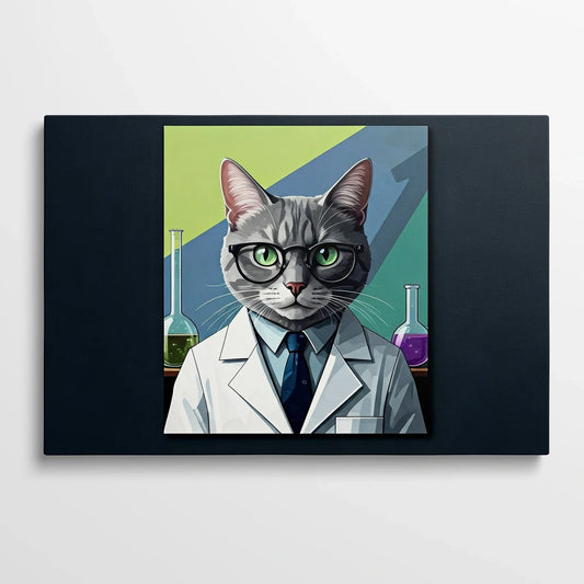 Tablou Modern - Portret Geometric de Pisică în Lab - vedere din fata