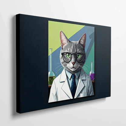 Tablou Modern - Portret Geometric de Pisică în Lab - vedere din lateral