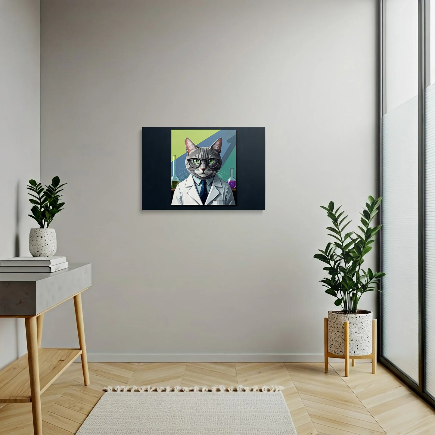 Tablou Modern - Portret Geometric de Pisică în Lab - vedere hol