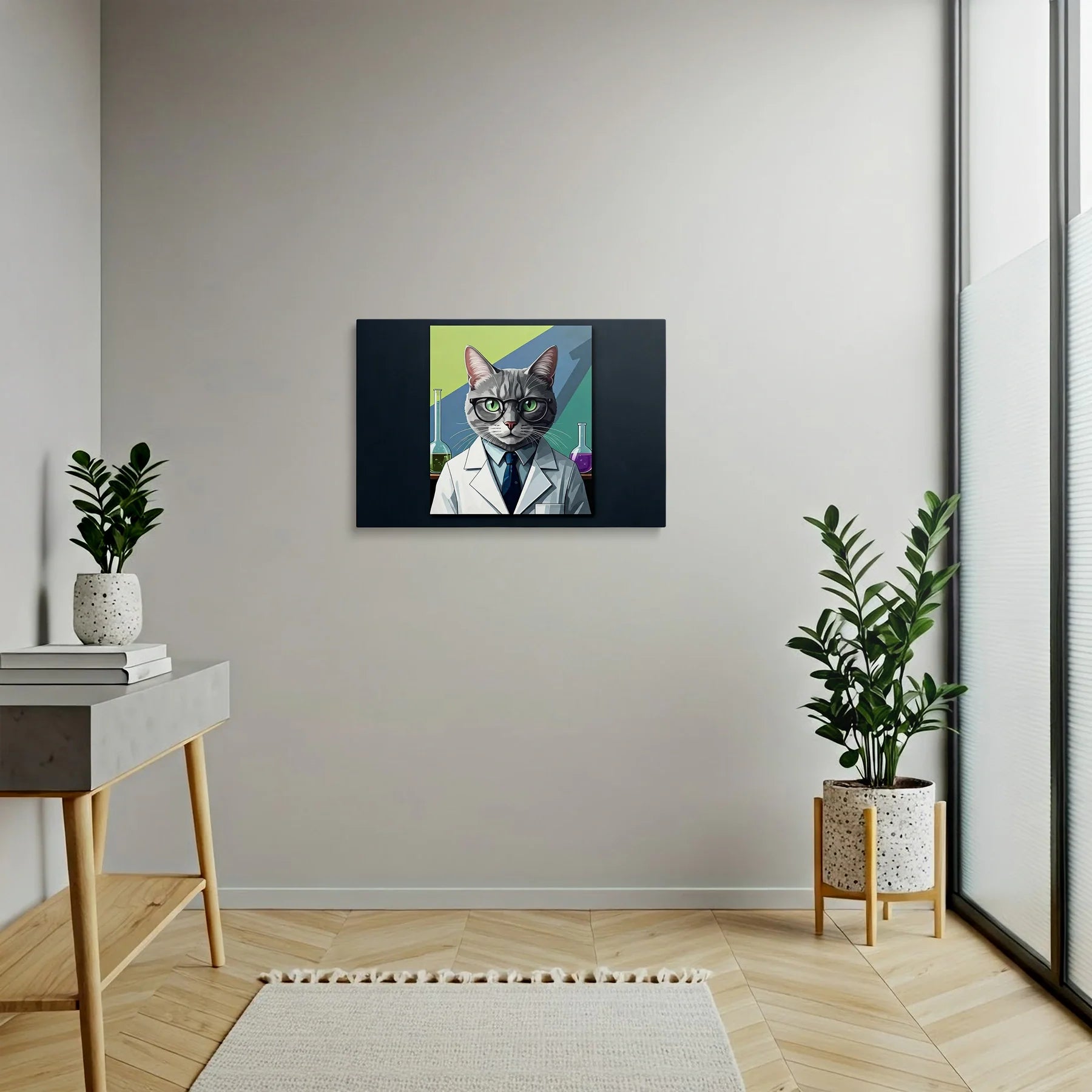 Tablou Modern - Portret Geometric de Pisică în Lab - vedere hol