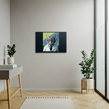 Tablou Modern - Portret Geometric de Pisică în Lab - vedere hol