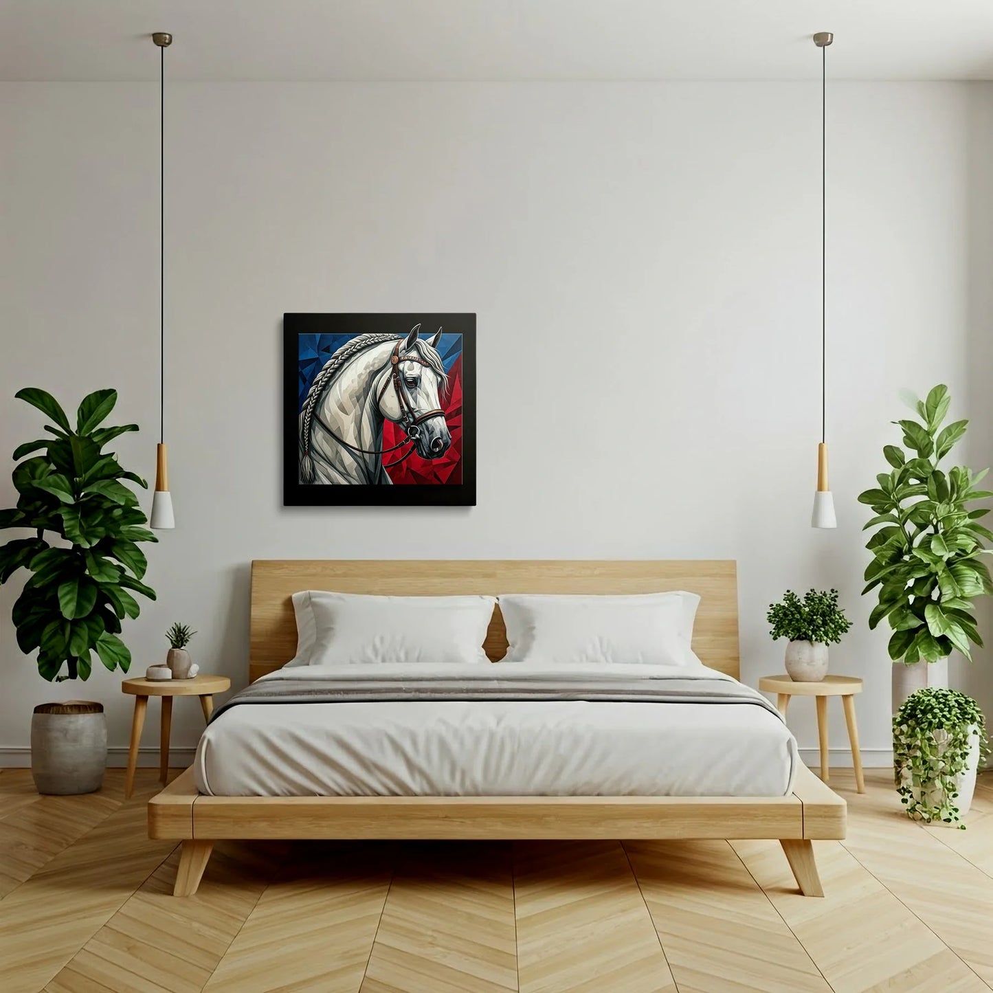 Tablou Modern - Portret Geometric de Cal 2 - vedere dormitor