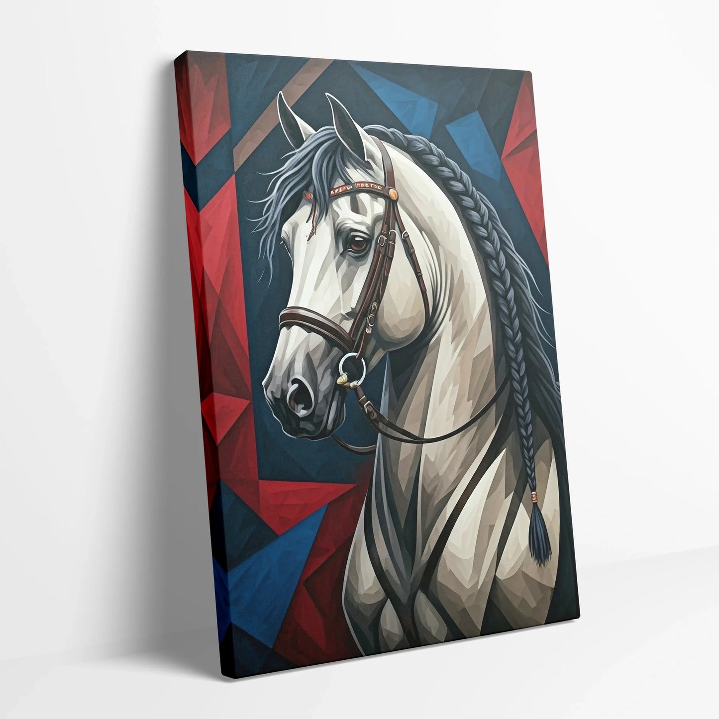 Tablou Modern - Portret Geometric Al Unui Cal Expresiv - vedere din lateral sprijinit perete