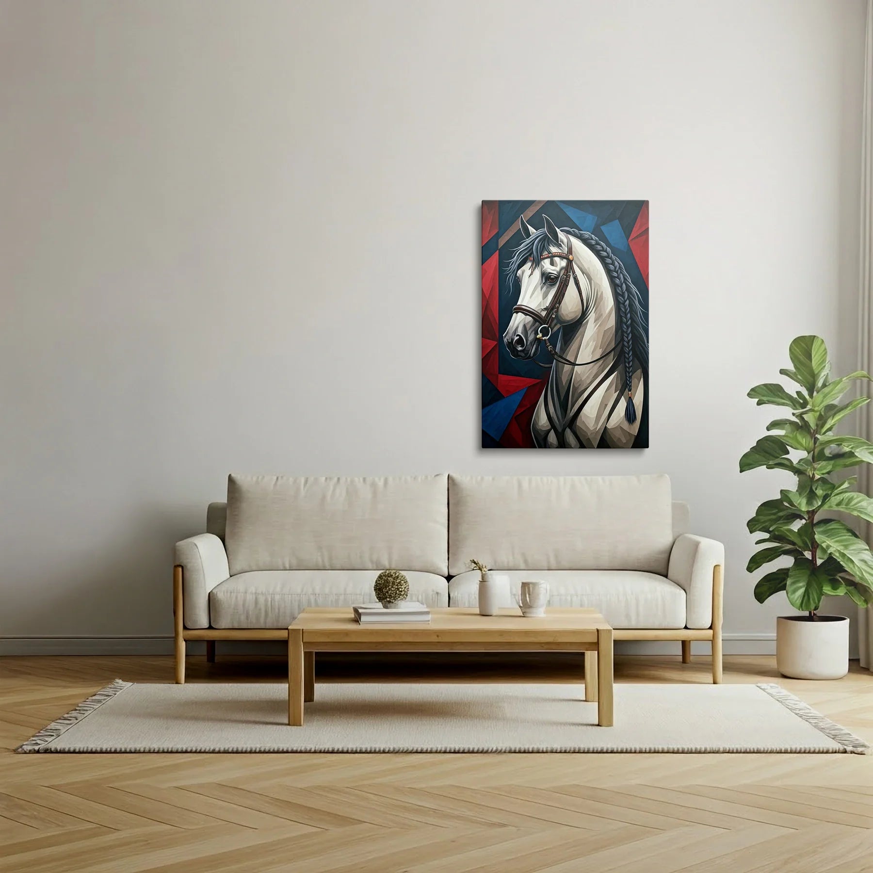 Tablou Modern - Portret Geometric Al Unui Cal Expresiv - vedere living