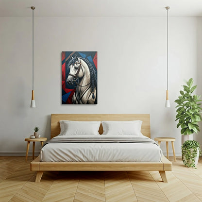 Tablou Modern - Portret Geometric Al Unui Cal Expresiv - vedere dormitor