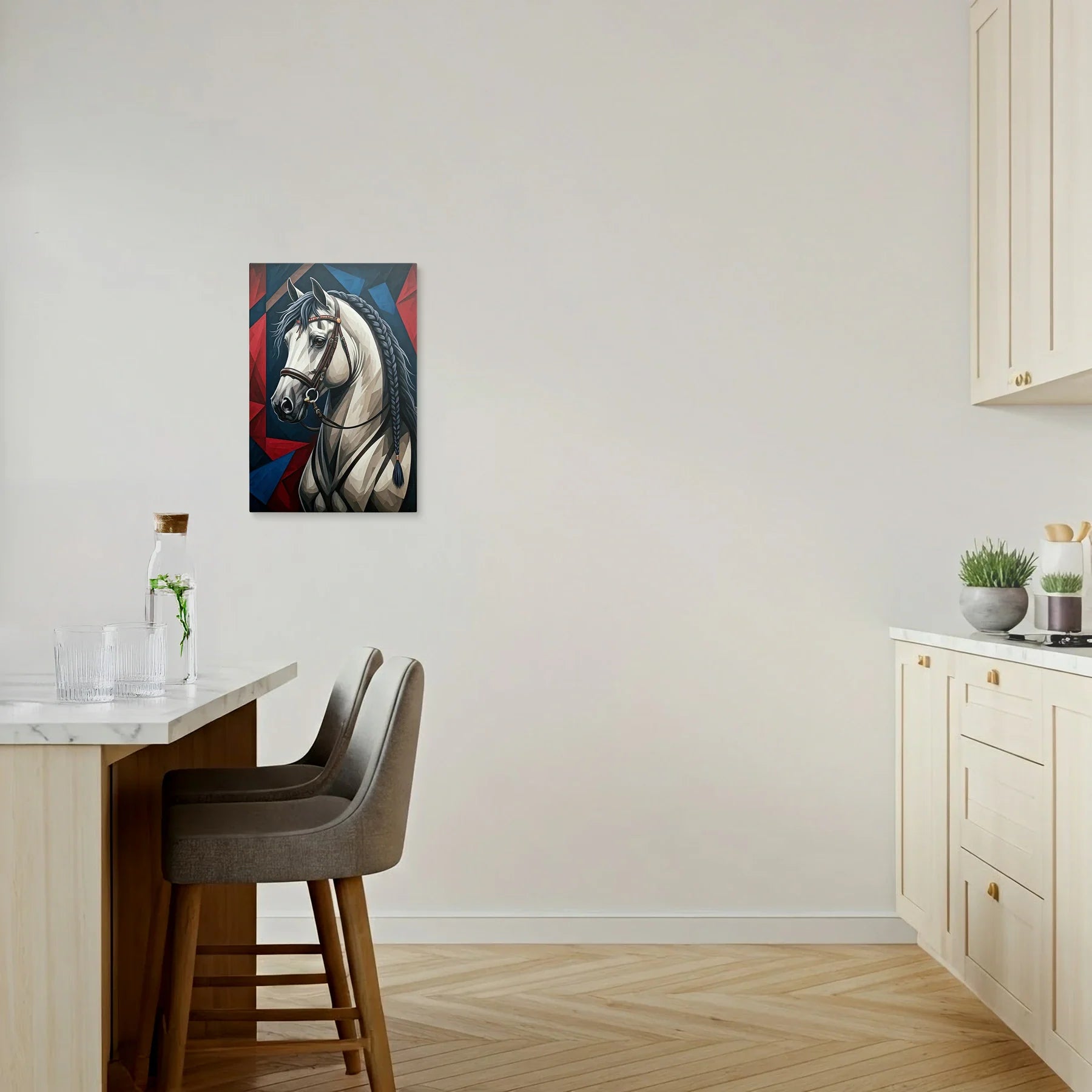 Tablou Modern - Portret Geometric Al Unui Cal Expresiv - vedere bucatarie