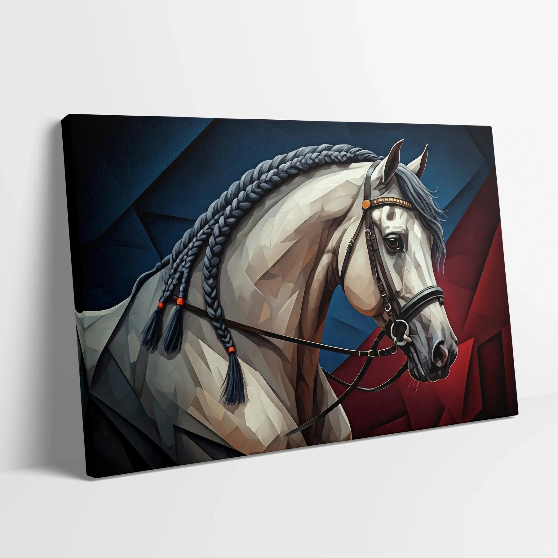 Tablou Modern - Portret Geometric de Cal 3 - vedere din lateral sprijinit perete
