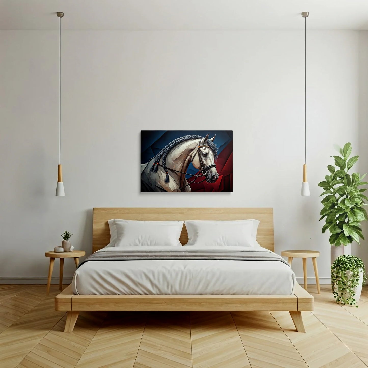 Tablou Modern - Portret Geometric de Cal 3 - vedere dormitor