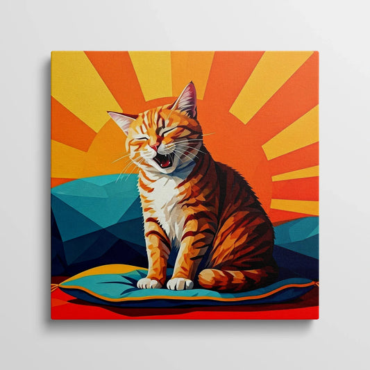 Tablou Modern - Portret Geometric de Pisică 3 - vedere din fata