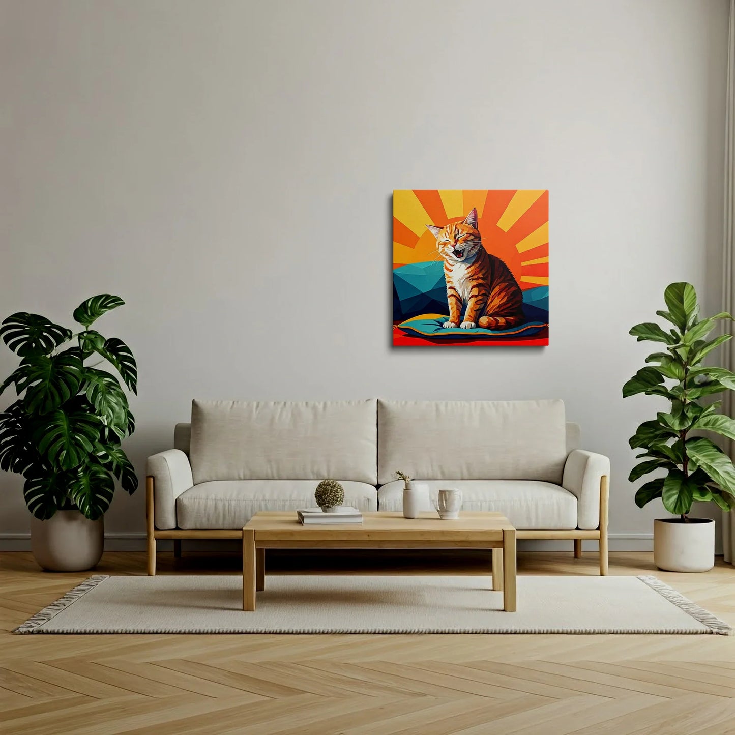 Tablou Modern - Portret Geometric de Pisică 3 - vedere living