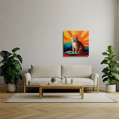 Tablou Modern - Portret Geometric de Pisică 3 - vedere living