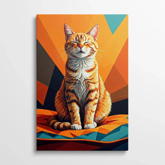 Tablou Modern - Portret Geometric Al Unei Pisici - vedere din fata