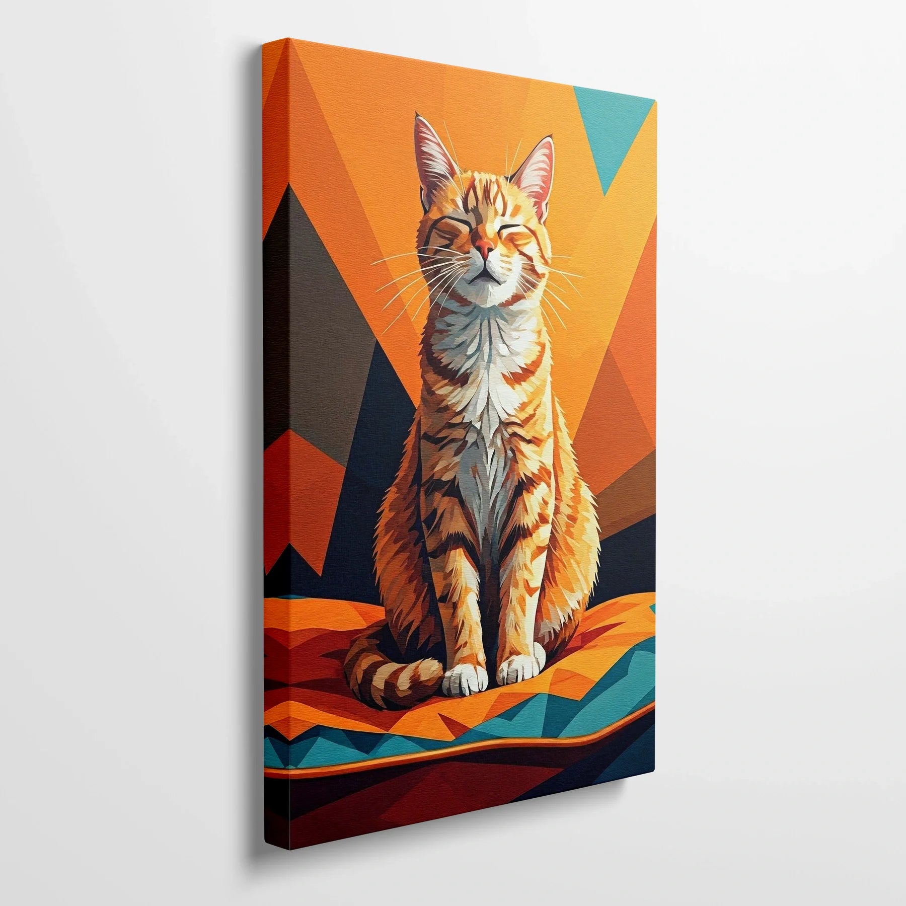 Tablou Modern - Portret Geometric Al Unei Pisici - vedere din lateral