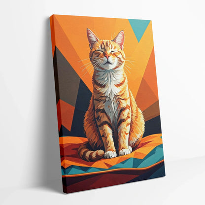 Tablou Modern - Portret Geometric Al Unei Pisici - vedere din lateral sprijinit perete