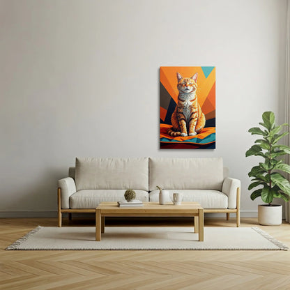 Tablou Modern - Portret Geometric Al Unei Pisici - vedere living